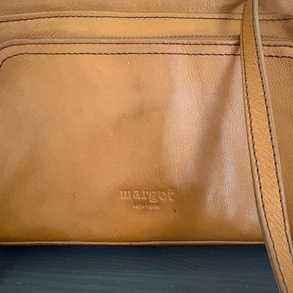 Margot New York Crossbody Molly Small Cognac Leather Minimalist Boho Bag - Picture 5 of 13